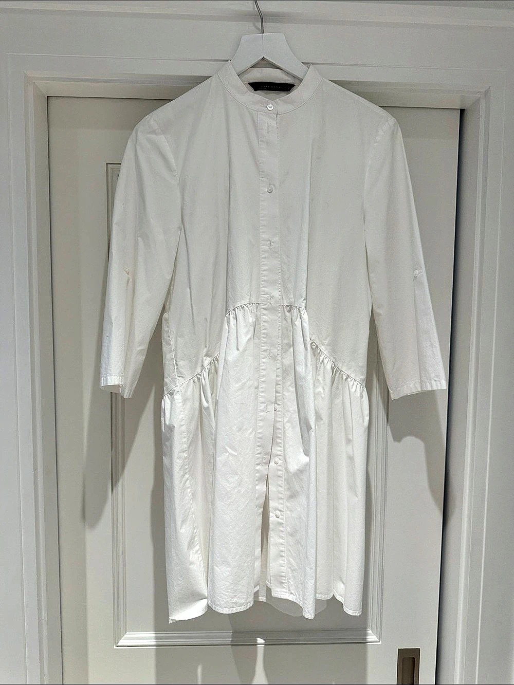 Zara White Mini Shirt Dress Size Medium Like New